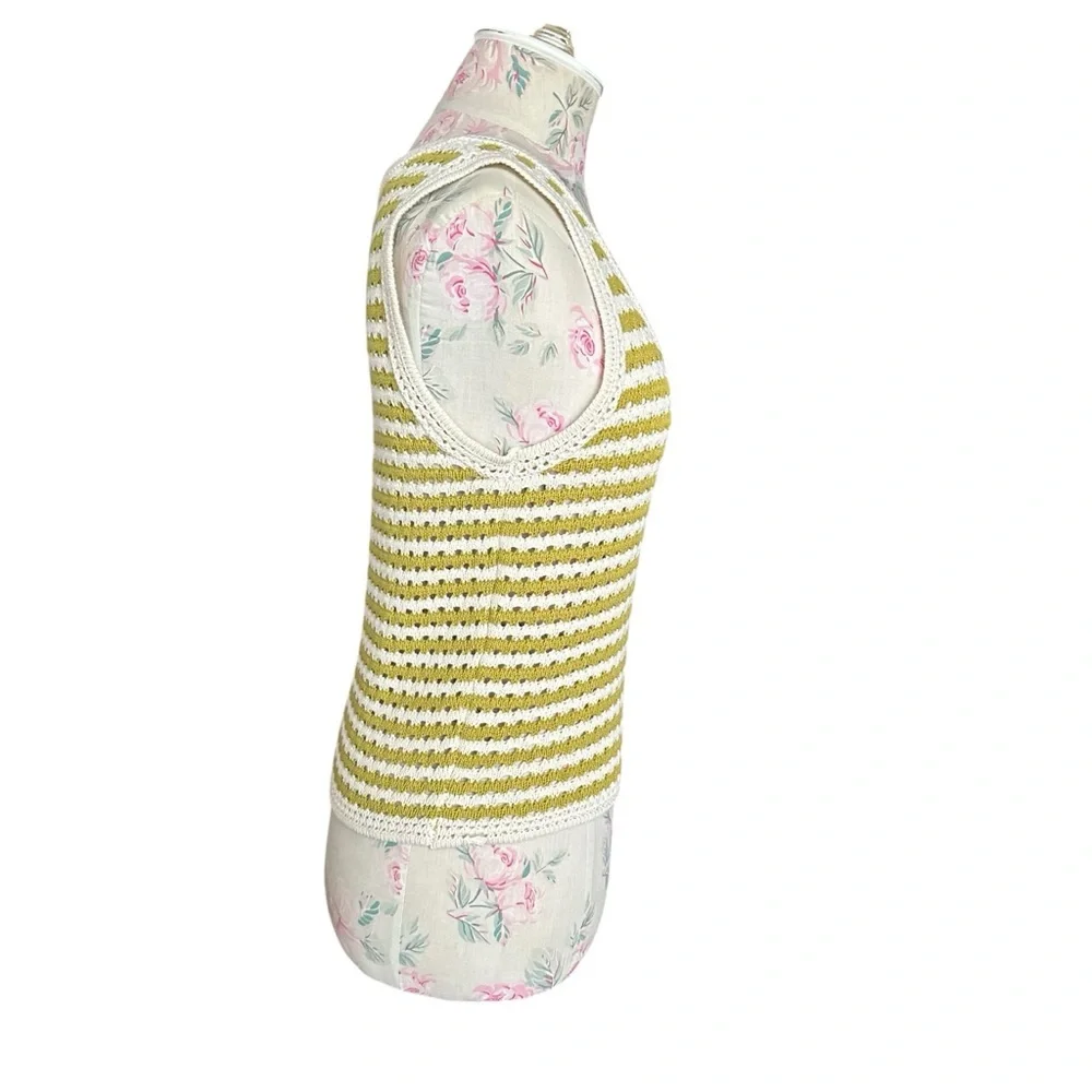 Striped Crochet Knit Tank Top in Kiwi by Blu Pepper Woman’s Small - Picture 8 of 11